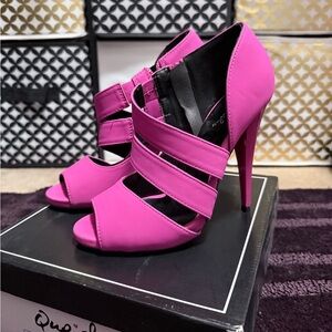 Qupid Fuchsia Strappy Heels